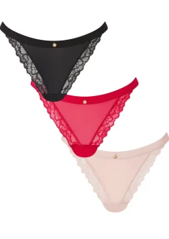 Knickerbox Floral Lace Thong - Pack of 3 - Black