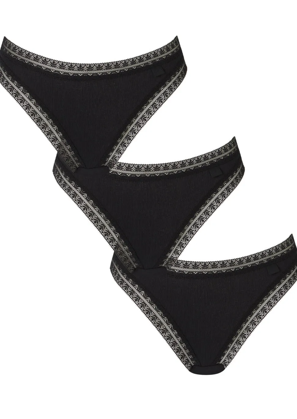 Knickerbox Geometric Lace Brazilian Knickers - Pack of 3 - Black