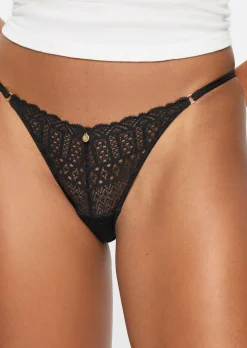 Knickerbox Geometric Lace Thong - Pack of 3 - Black