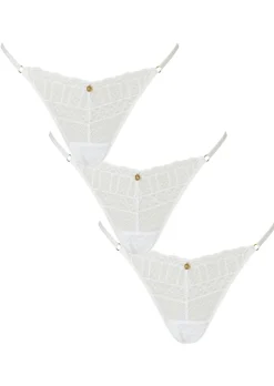 Knickerbox Geometric Lace Thong - Pack of 3 - White