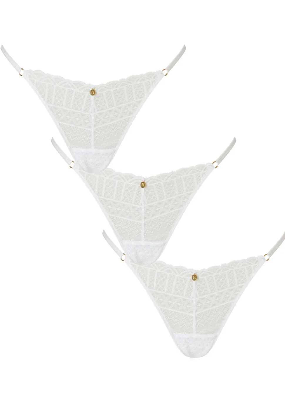 Knickerbox Geometric Lace Thong - Pack of 3 - White