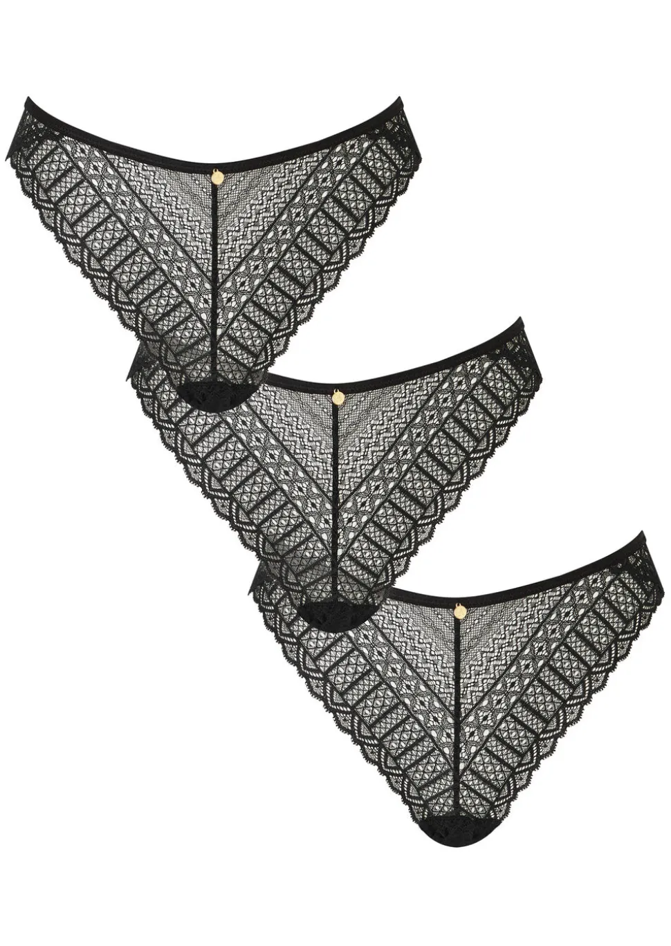 Knickerbox Lace High Leg Brief Knickers - Pack of 3 - Black