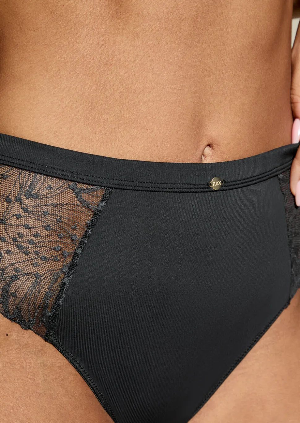 Knickerbox Louisa Lace High Waisted Brazilian Knickers - Black