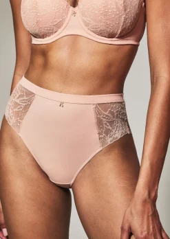 Knickerbox Louisa Lace High Waisted Brazilian Knickers - Pale Pink
