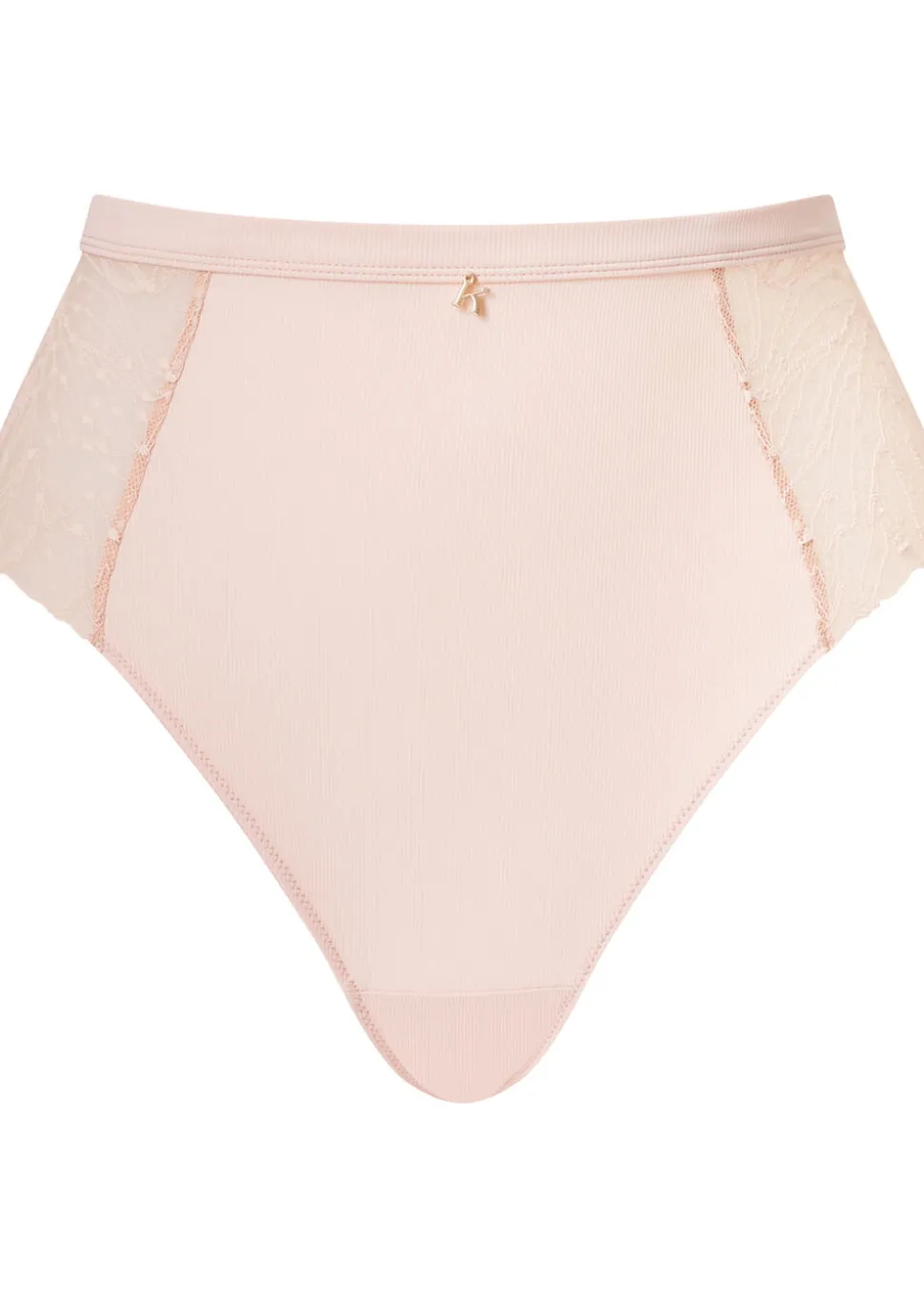 Knickerbox Louisa Lace High Waisted Brazilian Knickers - Pale Pink