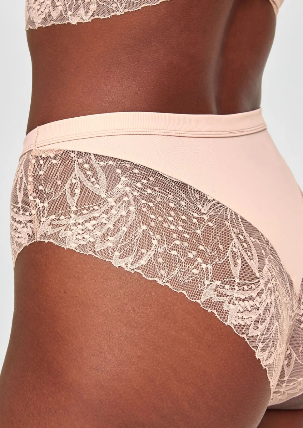 Knickerbox Louisa Lace High Waisted Brazilian Knickers - Pale Pink