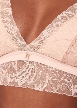 Knickerbox Louisa Lace Longline Triangle Bralette - Pale Pink