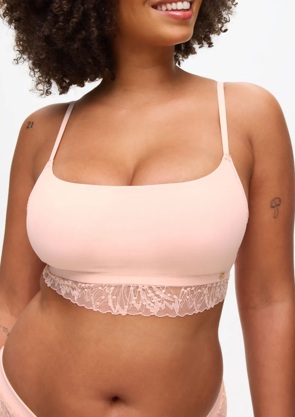Knickerbox Louisa Lace Padded Crop Bralette - Pale Pink