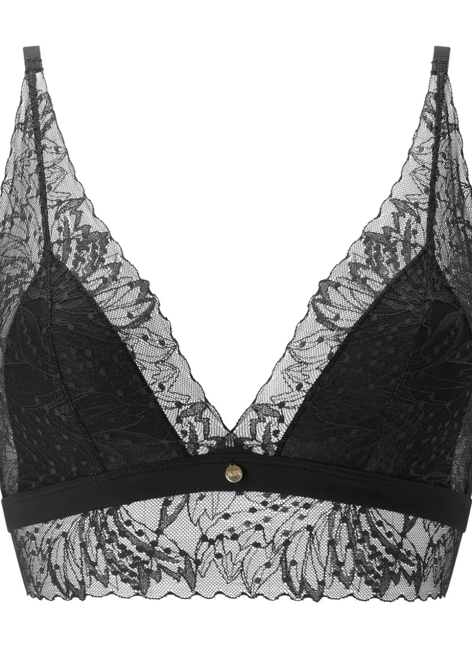 Knickerbox Louisa Lace Ribbed Longline Triangle Bralette - Black