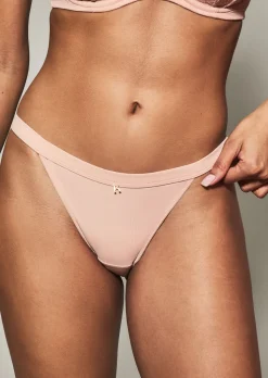 Knickerbox Louisa Lace Tanga Brazilian Knickers - Pale Pink