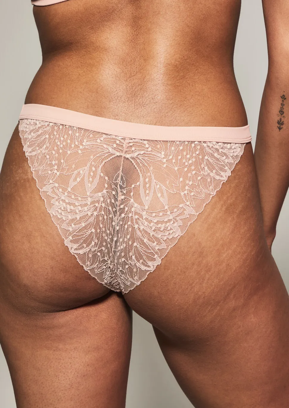 Knickerbox Louisa Lace Tanga Brazilian Knickers - Pale Pink