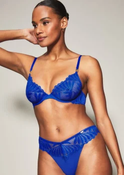 Knickerbox Olivia Lace High Leg Brazilian Knickers - Cobalt