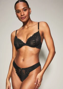 Knickerbox Olivia Lace Non Padded Plunge Bra - Black