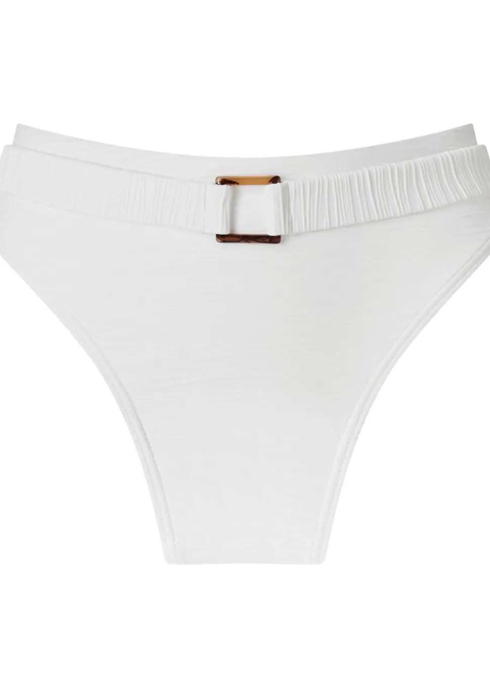 Knickerbox Swim Crinkle High Waisted Bikini Bottoms - White