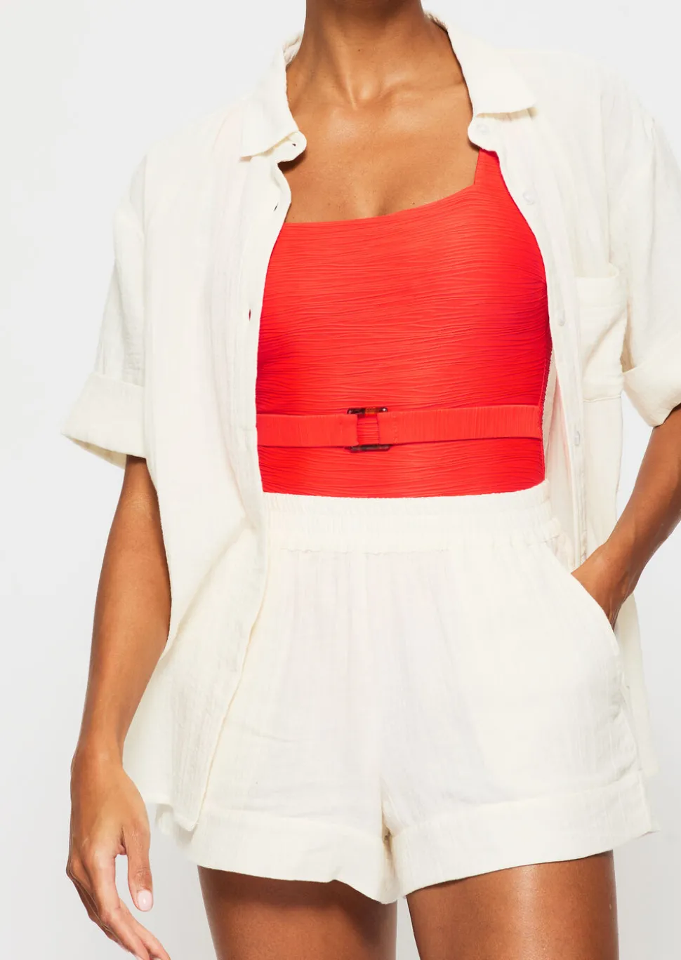 Knickerbox Swim Crinkle Swimsuit - Bright Orange
