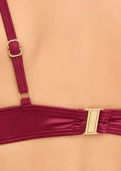 Knickerbox Swim Shimmer Ruched Wired Bikini Top - Red