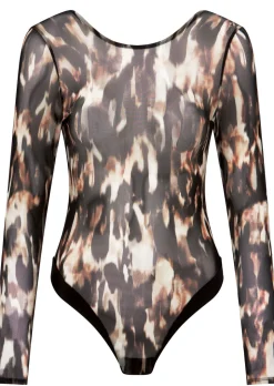 Knickerbox Zadie Long Sleeve Abstract Print Lingerie Body - Multi