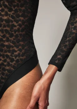 Knickerbox Zadie Textured Long Sleeve Lingerie Body - Black