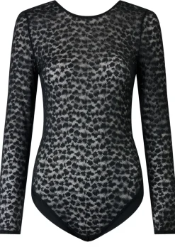 Knickerbox Zadie Textured Long Sleeve Lingerie Body - Black