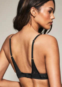 Knickerbox Zadie Textured Non Padded Plunge Bra - Black