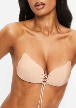Lace-Up Stick On Bra - Nude 01