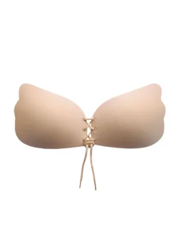 Lace-Up Stick On Bra - Nude 01
