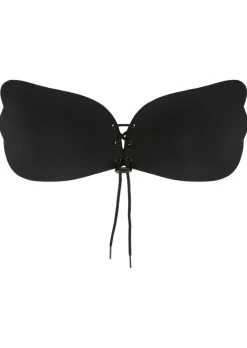 Lace-Up Stick-On Padded Bra - Black