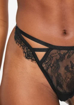 Limelight Lace Crotchless G-String - Black