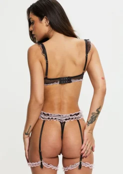 Locked On Love Padded Crotchless Lingerie Body - Black