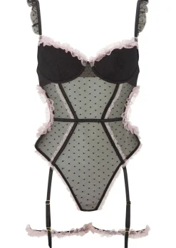 Locked On Love Padded Crotchless Lingerie Body - Black