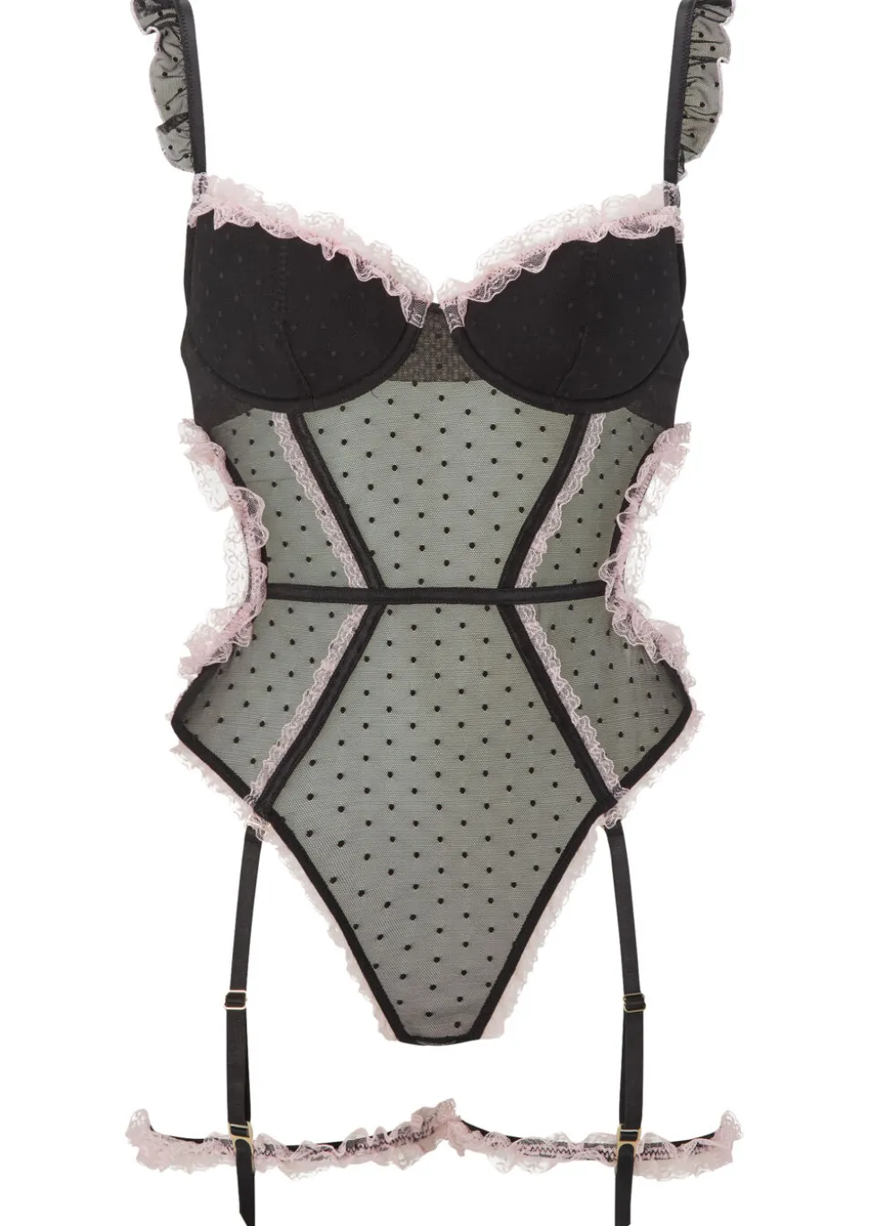 Locked On Love Padded Crotchless Lingerie Body - Black
