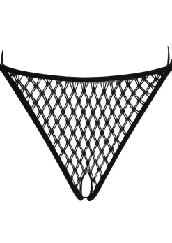 Lose Control Fishnet Crotchless Thong - Black