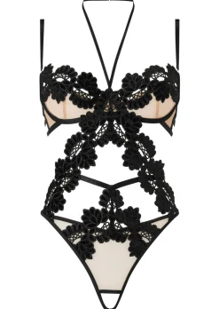Lost In The Moment Crotchless Lingerie Body - Black