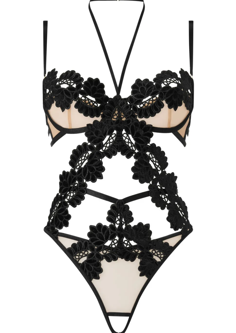 Lost In The Moment Crotchless Lingerie Body - Black