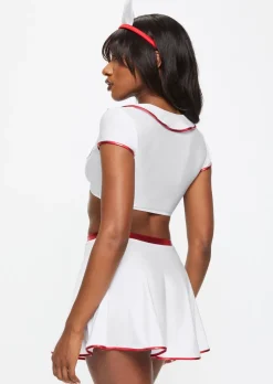Mesmerising Medic 3 Piece Nurse Costume with Headband - White