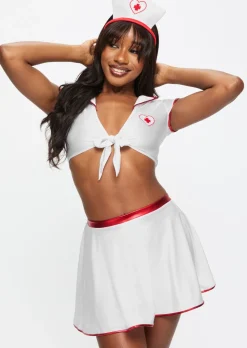 Mesmerising Medic 3 Piece Nurse Costume with Headband - White