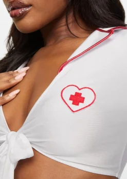 Mesmerising Medic 3 Piece Nurse Costume with Headband - White