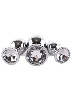 Metal Jewelled Butt Plug 3 Piece Set