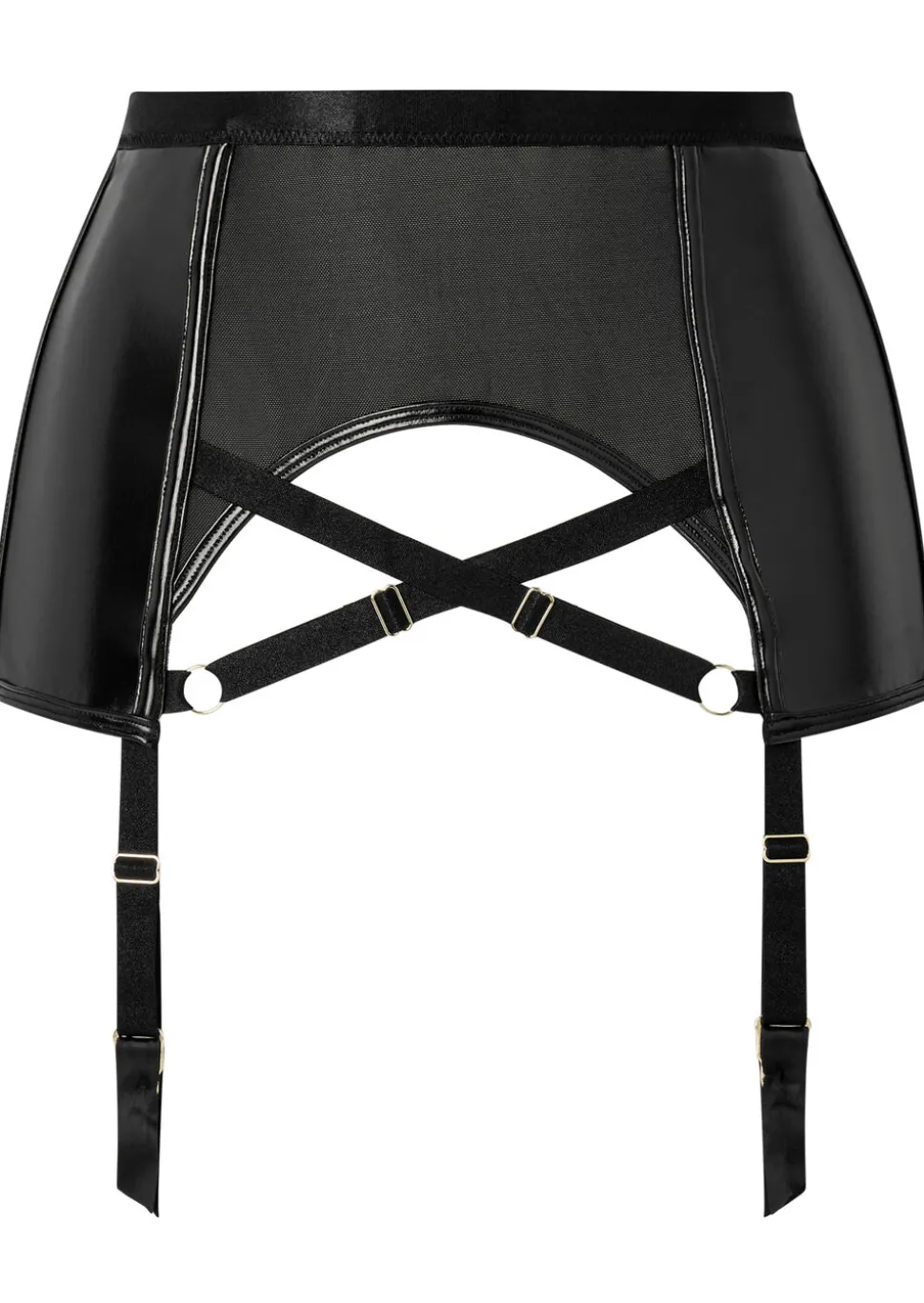Minx PU Waspie Suspender - Black