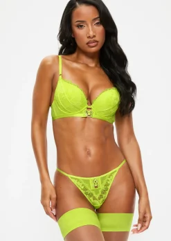 Neon Crush Lace Brazilian Knickers - Lime