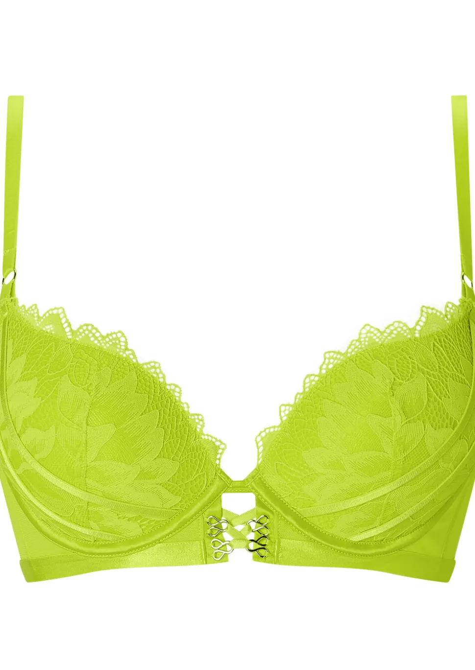 Neon Crush Lace Padded Plunge Bra - Lime