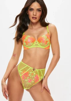 Paradise Glow High Waisted Brazilian Knickers - Lime