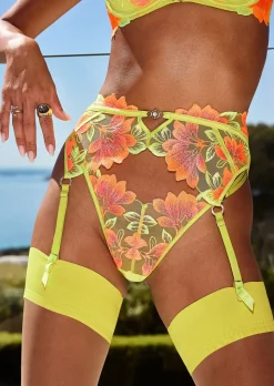 Paradise Glow Waspie Suspender - Lime