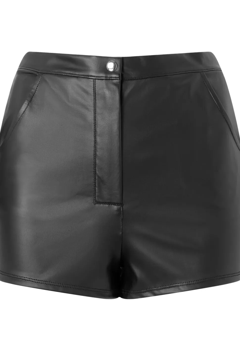 Plain PU Shorts - Black
