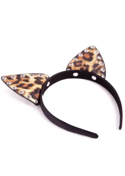 PU Animal Print Cat Ears Headband