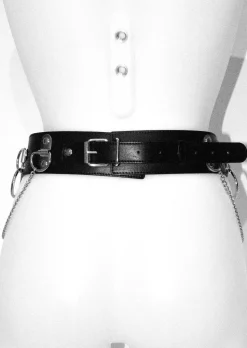PU Bondage Belt with Link & Chain Detail