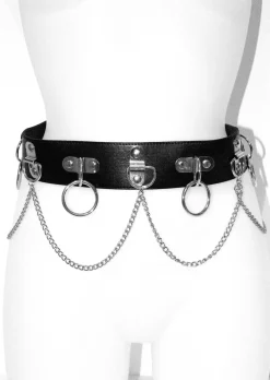 PU Bondage Belt with Link & Chain Detail