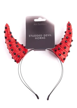 PU Studded Devil Horns Headband