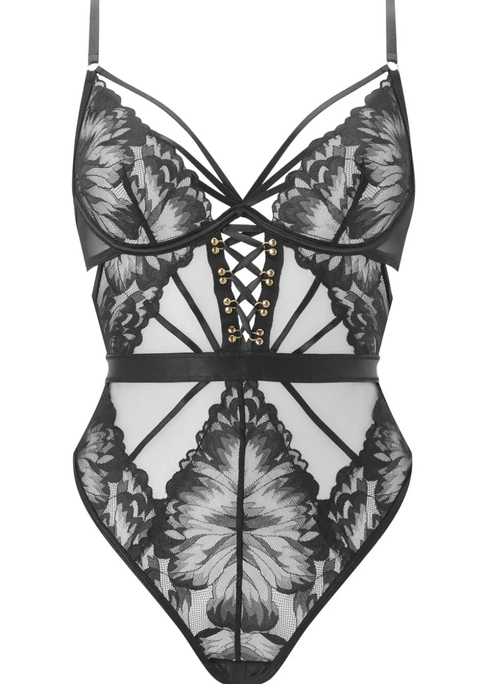 Radiant Desires Lace Crotchless Lingerie Body - Black