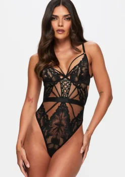Radiant Desires Lace Crotchless Lingerie Body - Black
